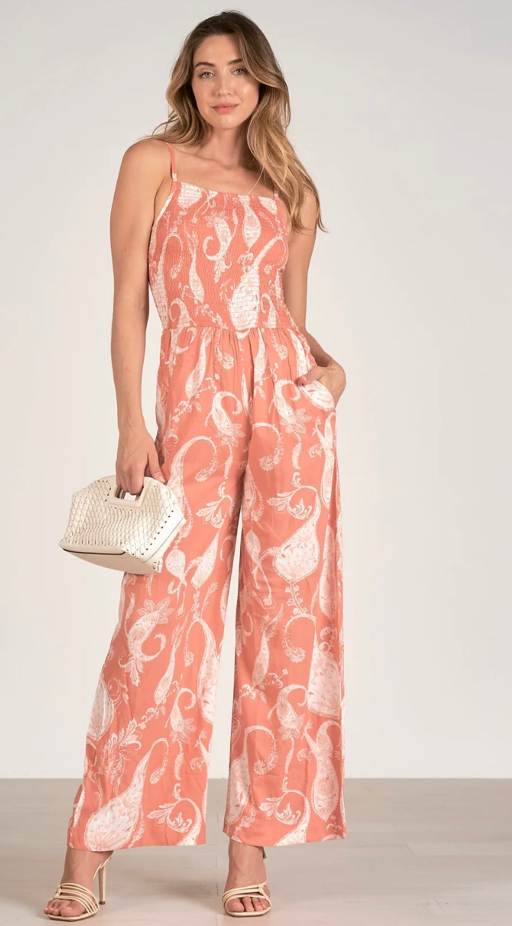 Coral Paisley Jumpsuit