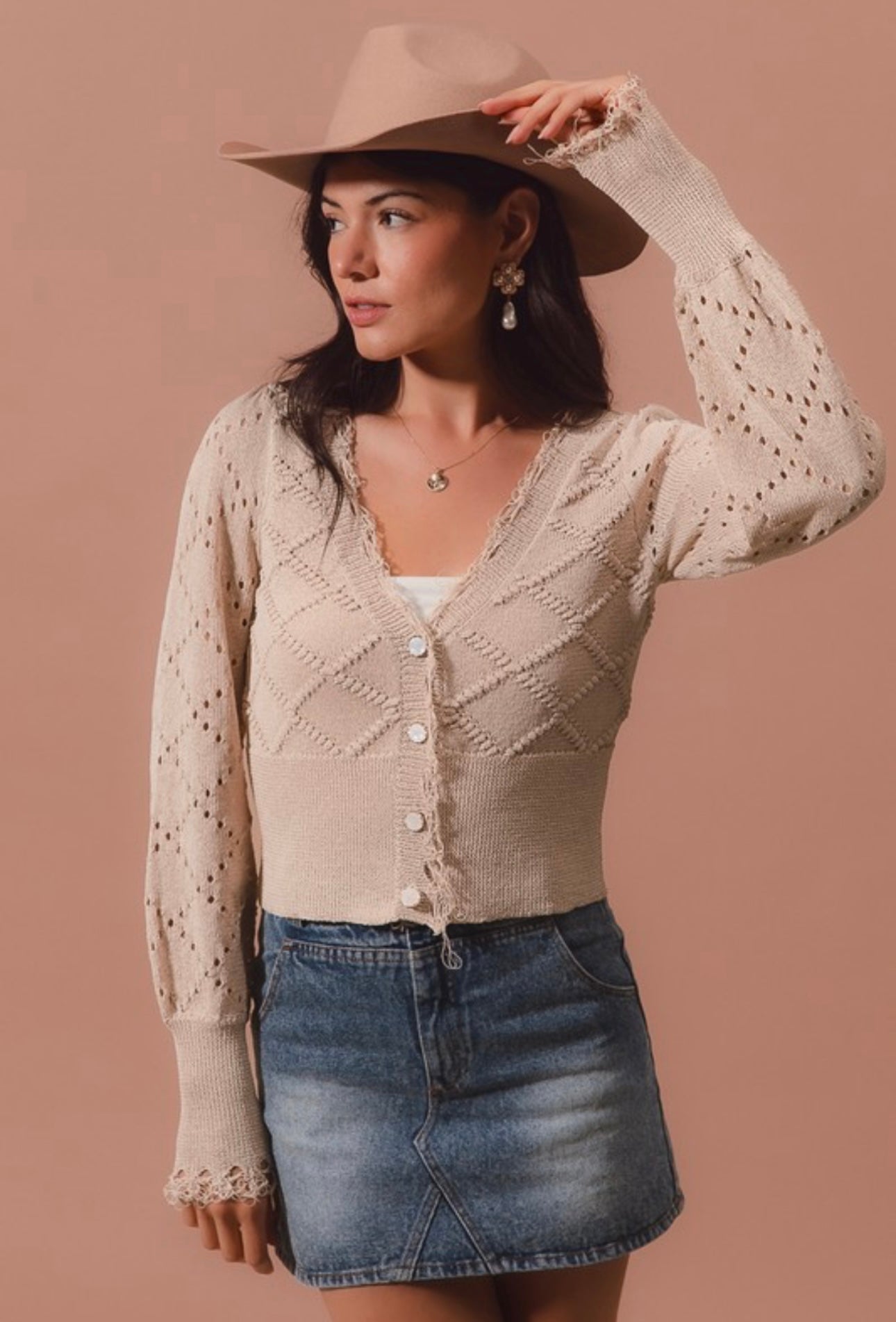 Oatmeal Frayed Sweater