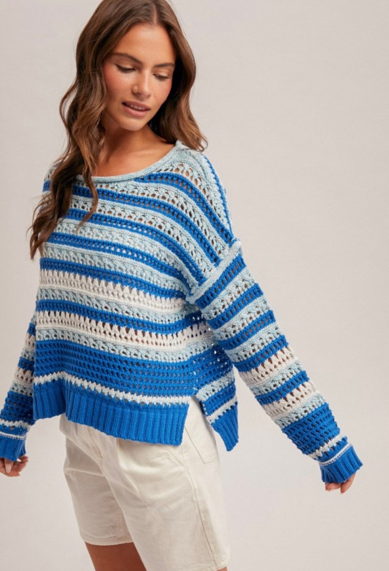 Boatneck Open Knit Sweater