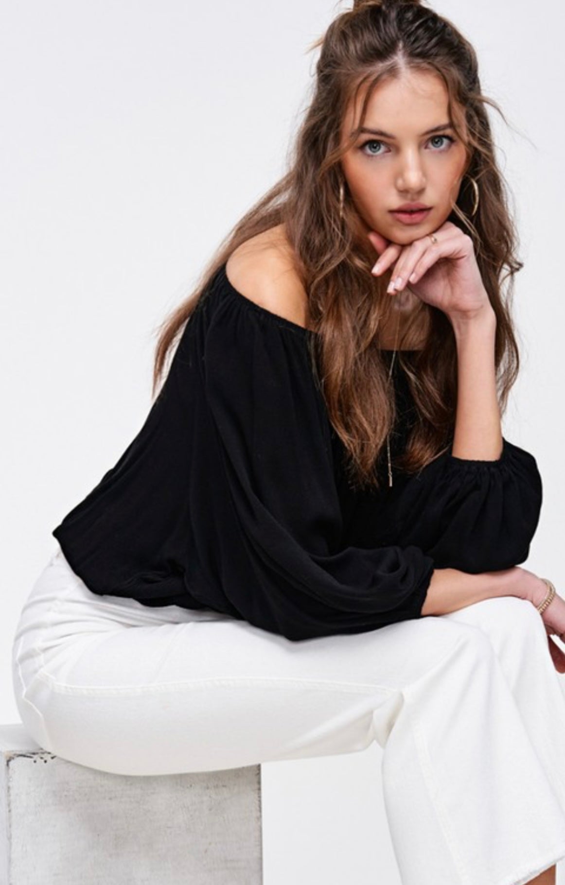 Toni Black Off Shoulder Top