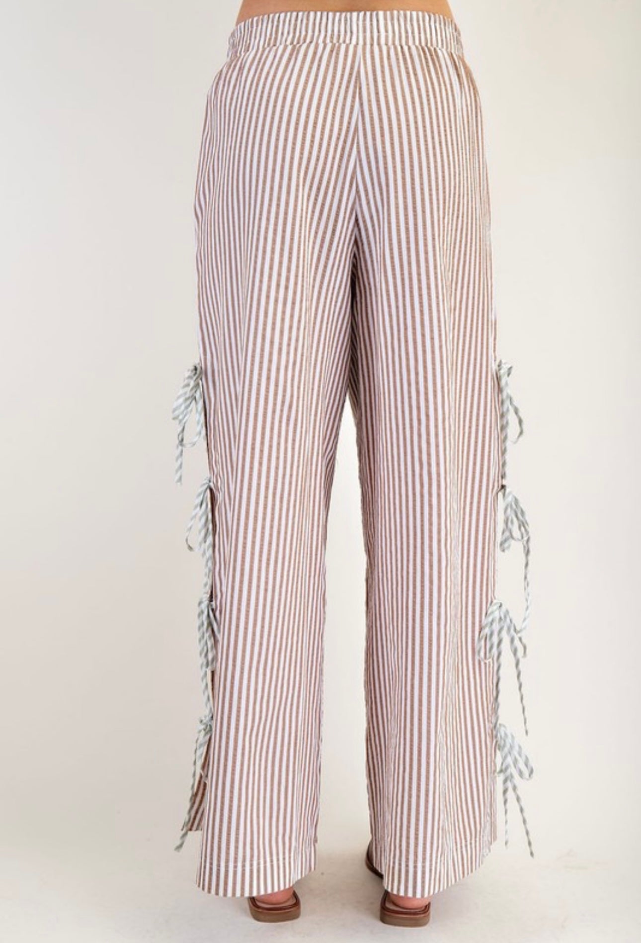 Striped Ribbon Detail Pants