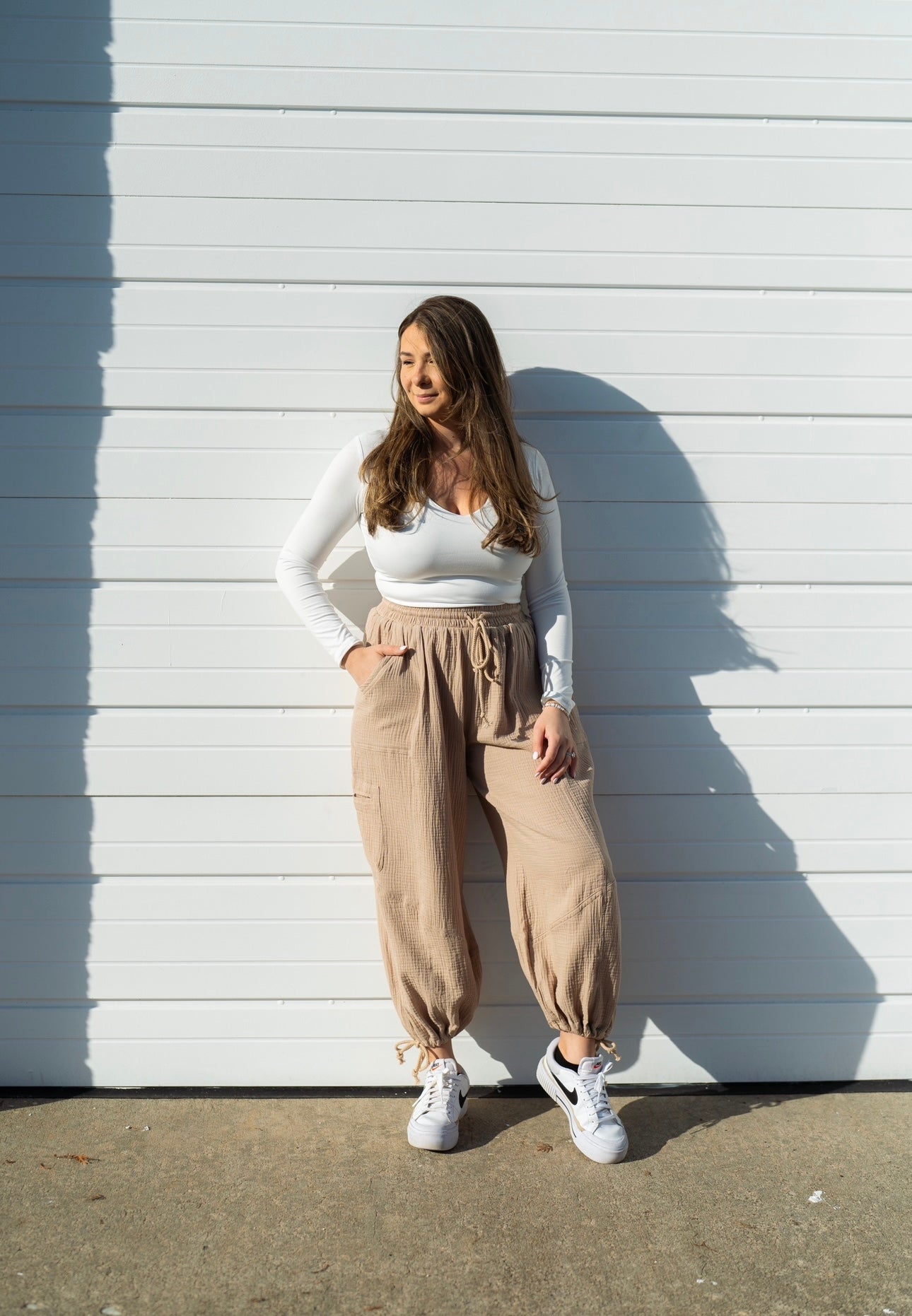 Gauze Cargo Barrell Pant