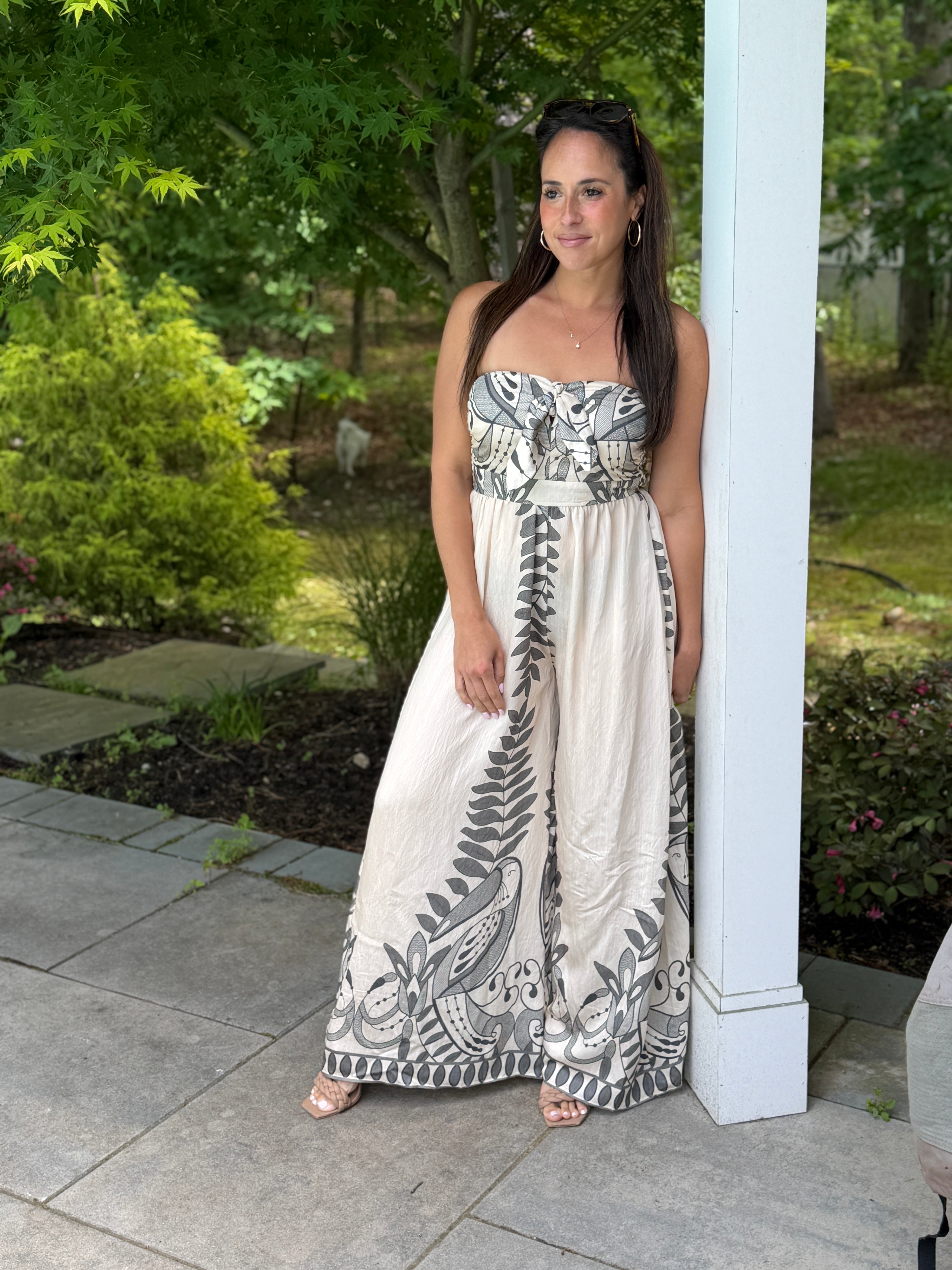 Beige Printed Jumpsuit