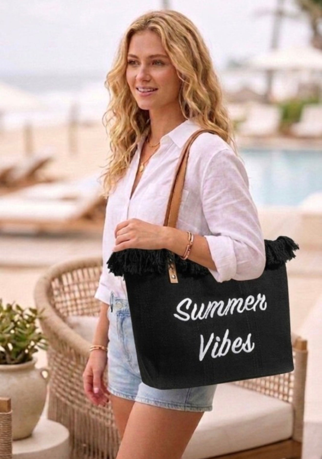 Black Summer Vibes Fringe Bag