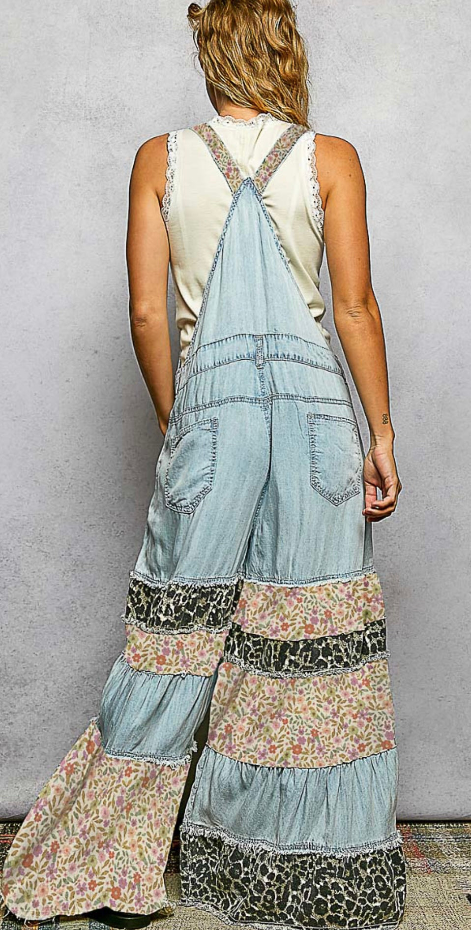 Leopard Accent Ruffle Wide Leg Overall