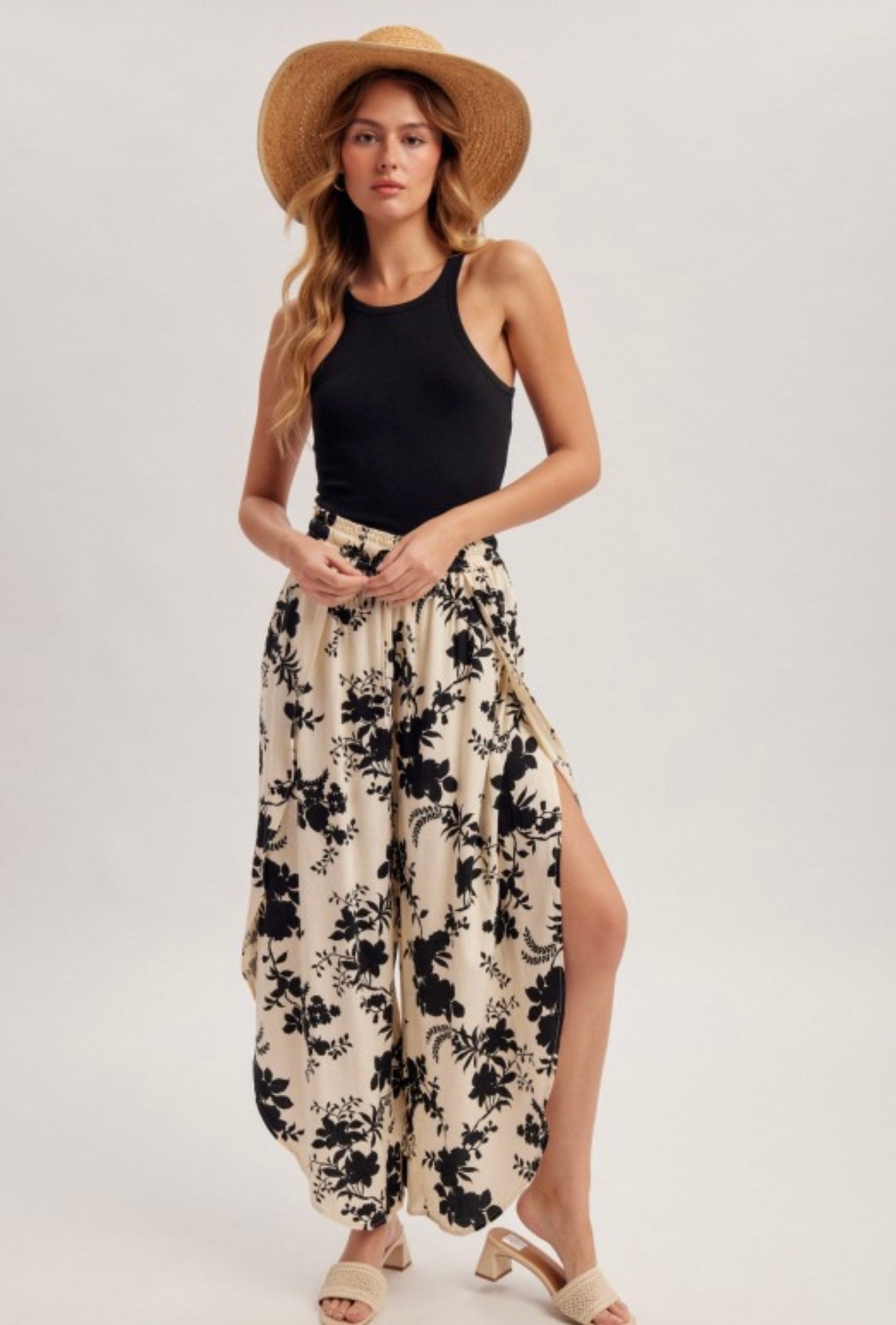 Floral Printed Tulip Hem Pants