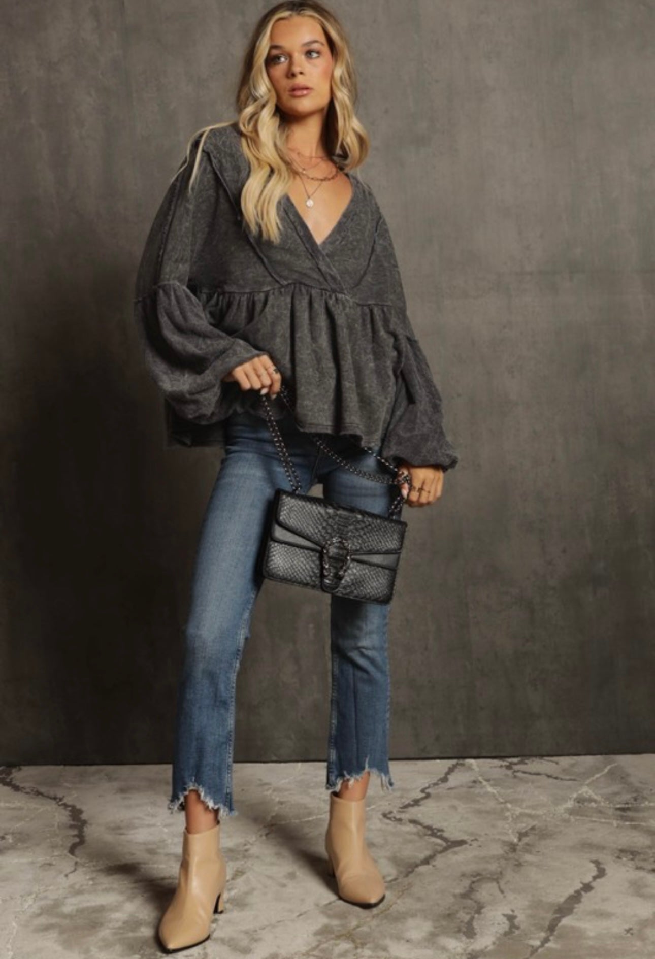 French Terry Babydoll Top