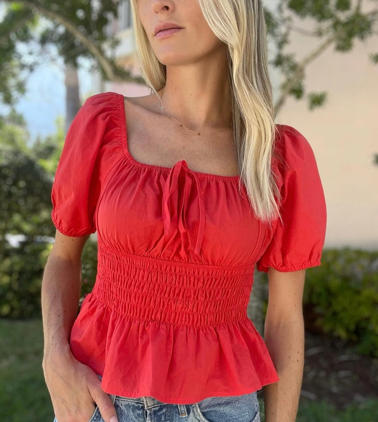 Red Peplum Top