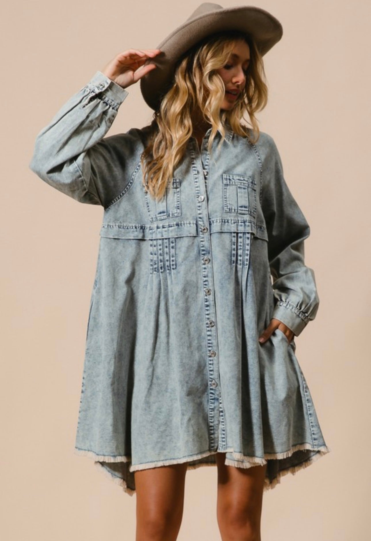 Mineral Washed Button Dress