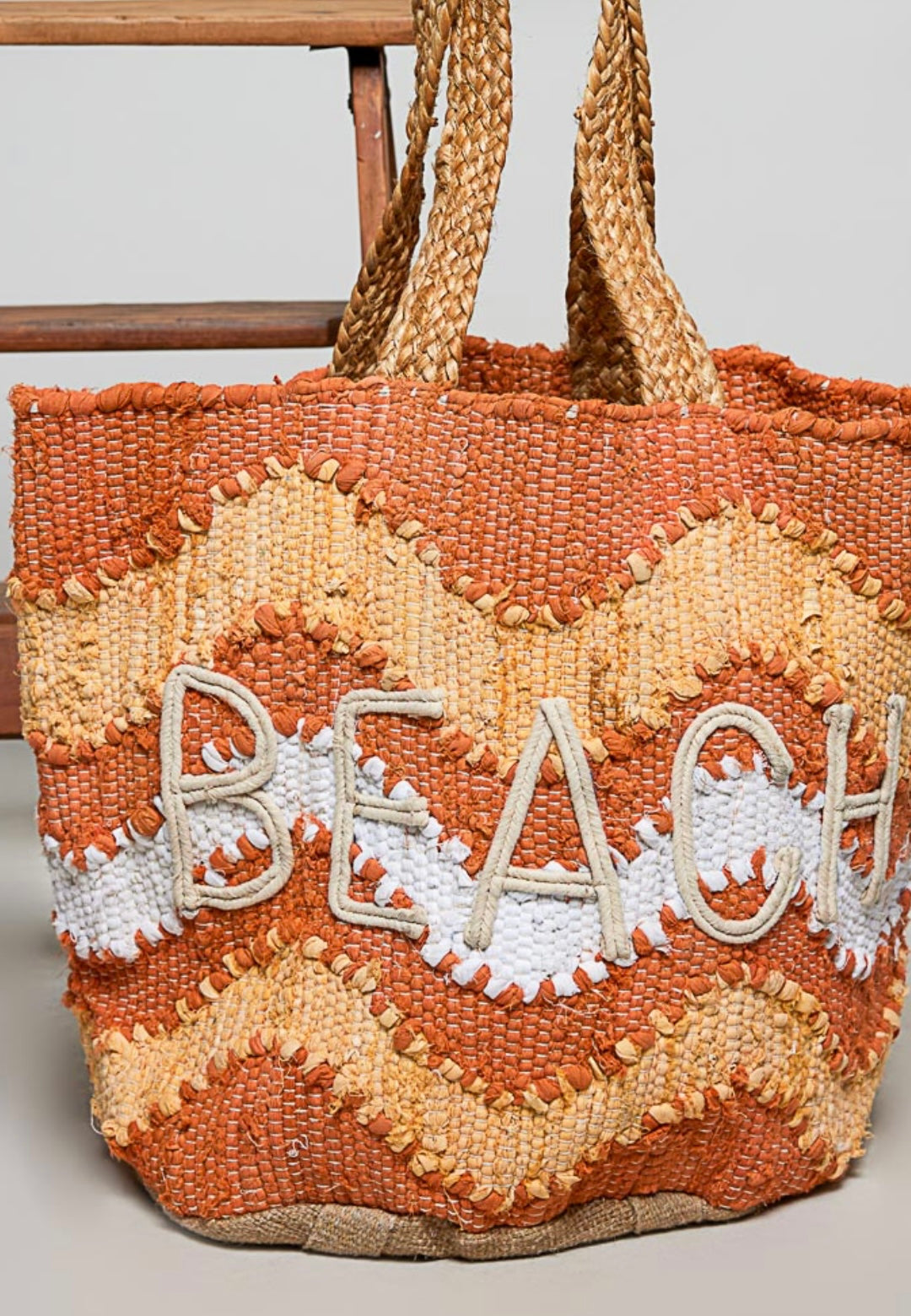 POL- Orange Handwoven Beach Bag
