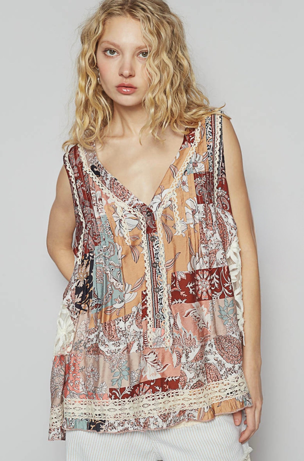 Patchwork and Lace Tank