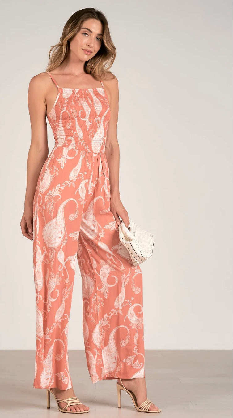 Coral Paisley Jumpsuit