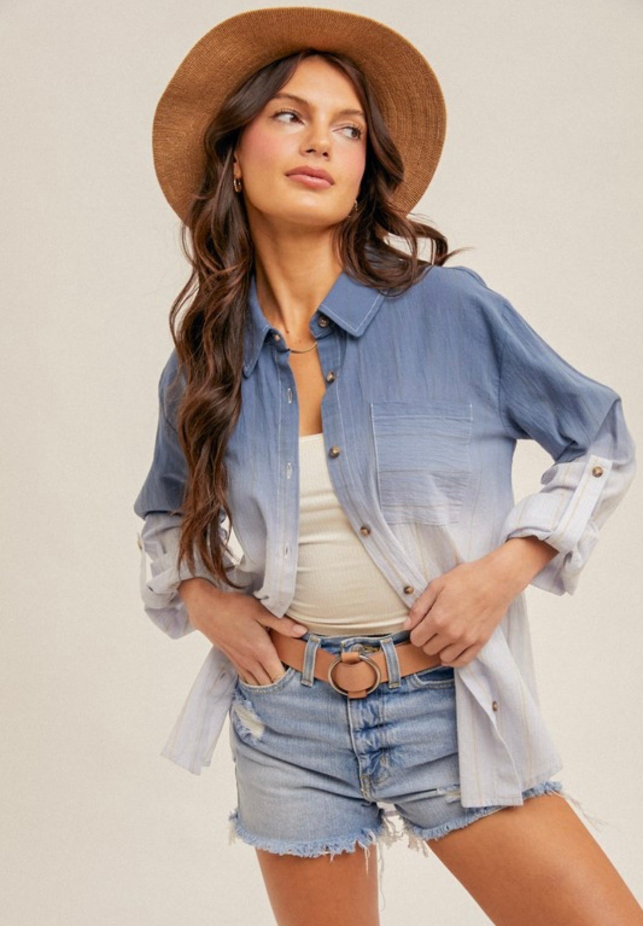 Dip Dye Button Down Shirt