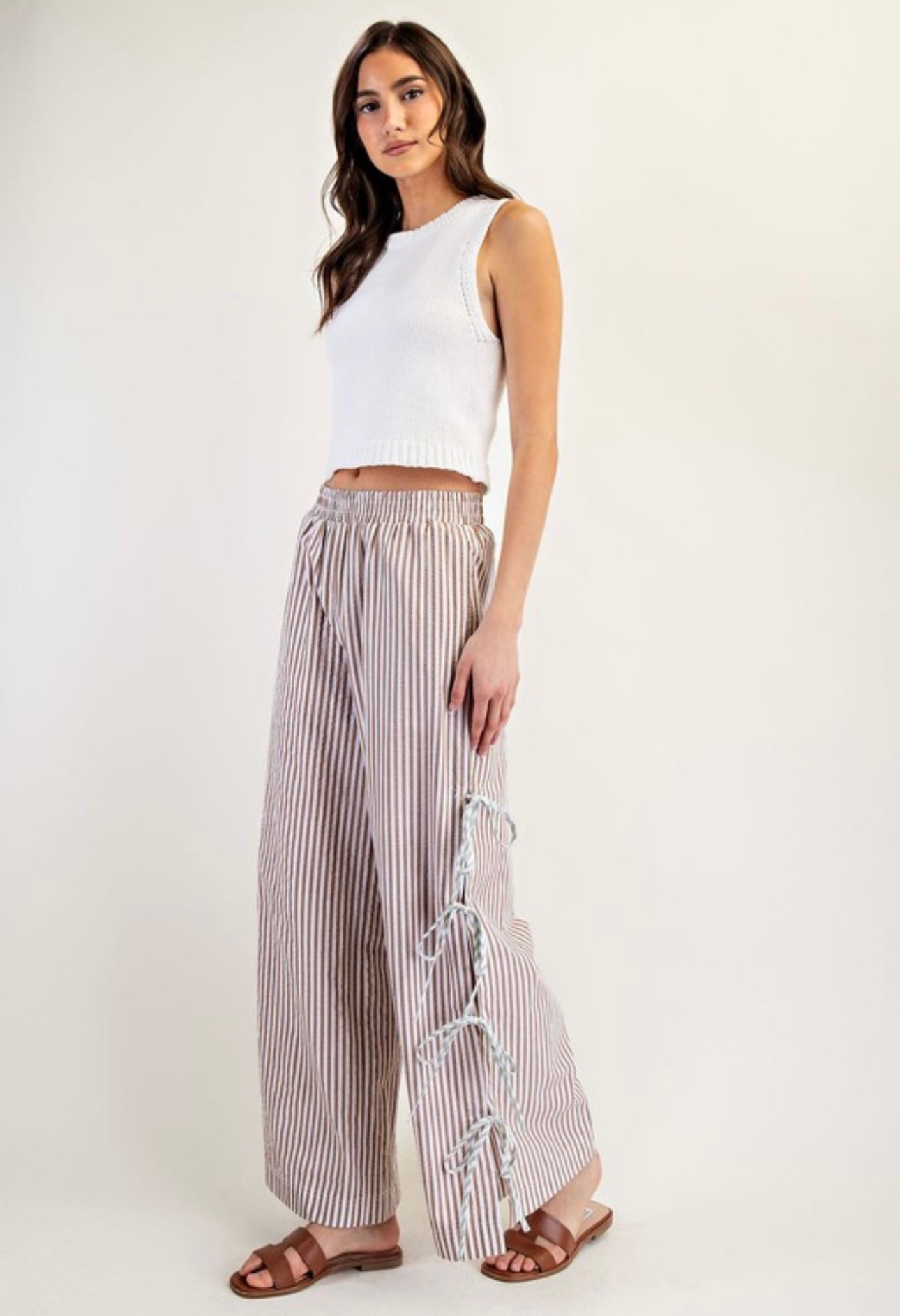 Striped Ribbon Detail Pants