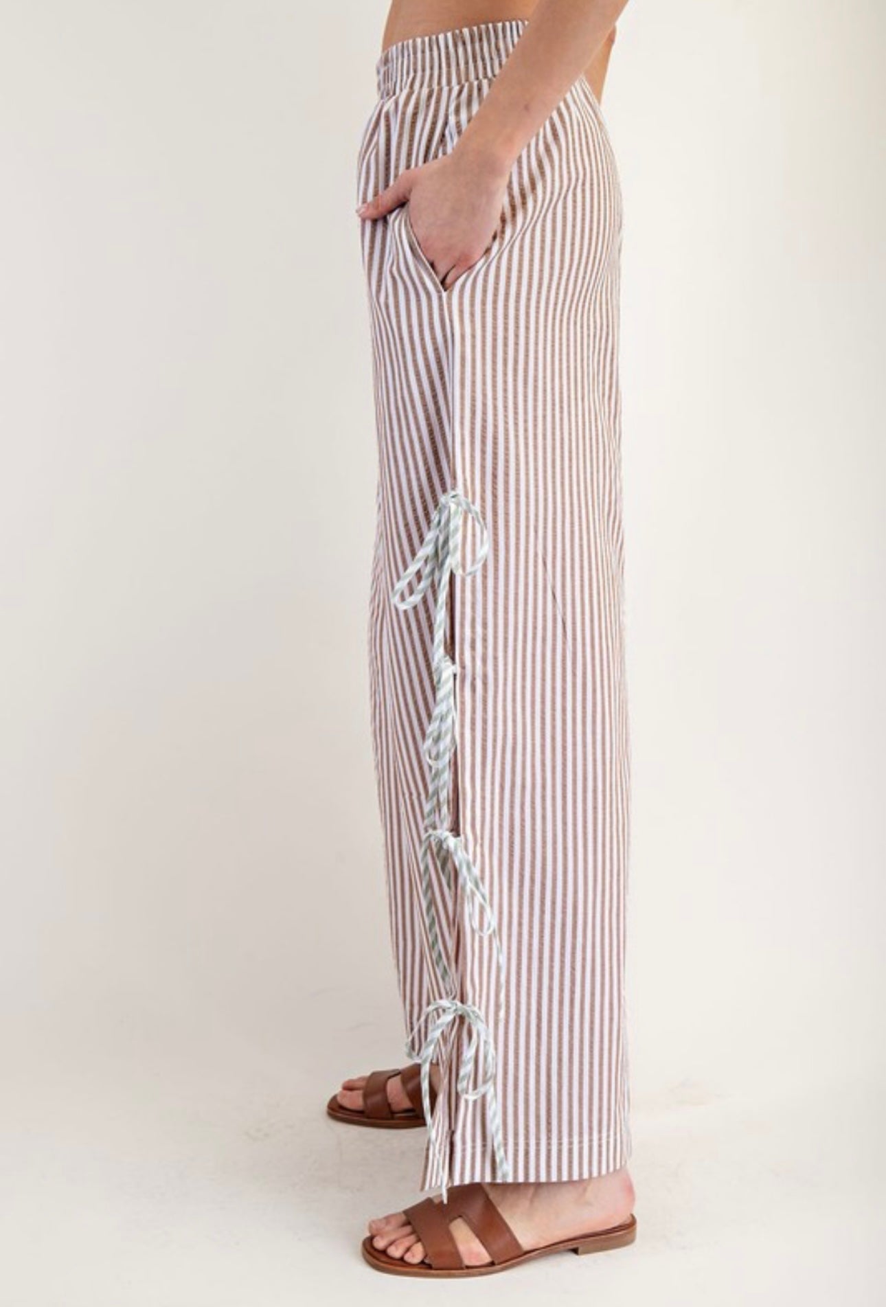 Striped Ribbon Detail Pants
