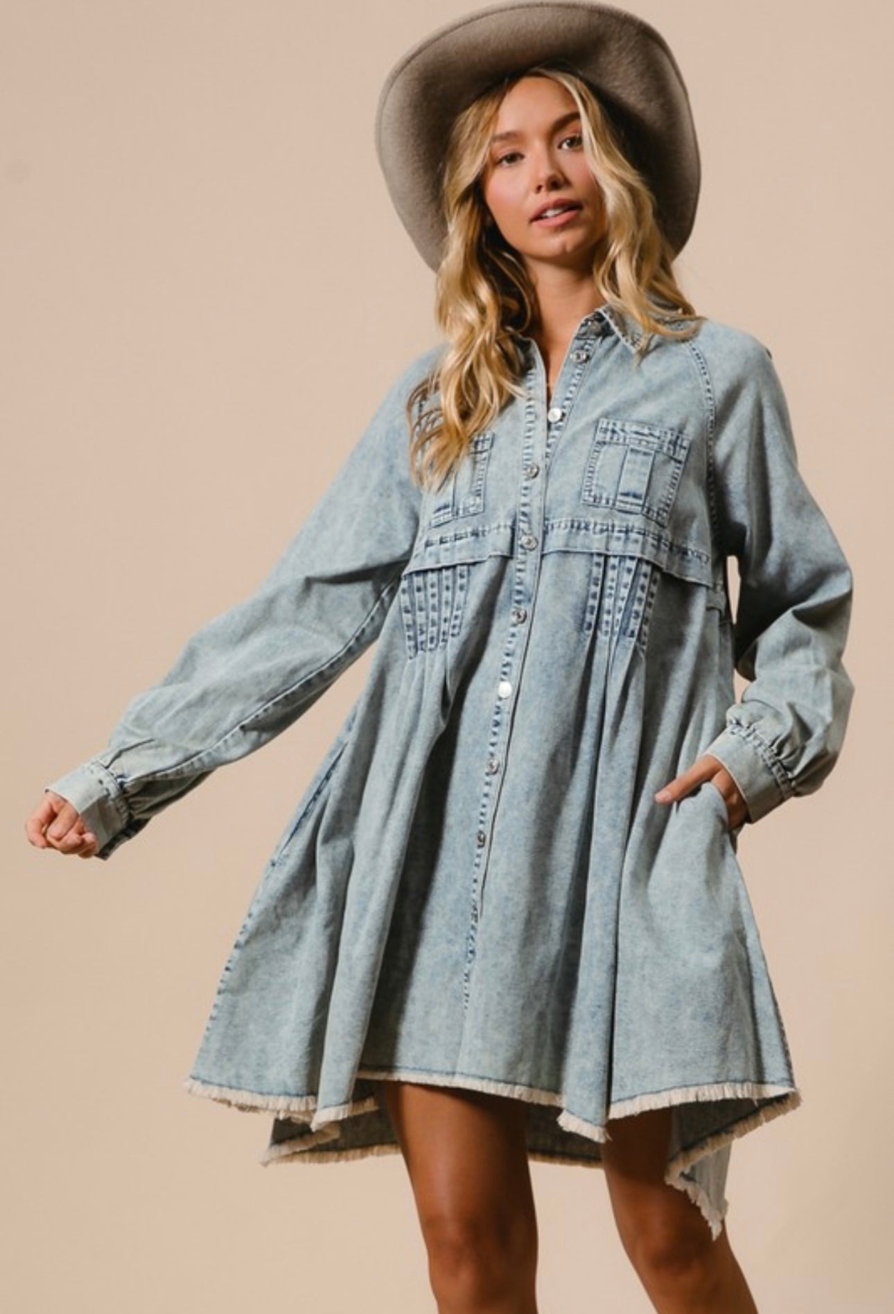 Mineral Washed Button Dress