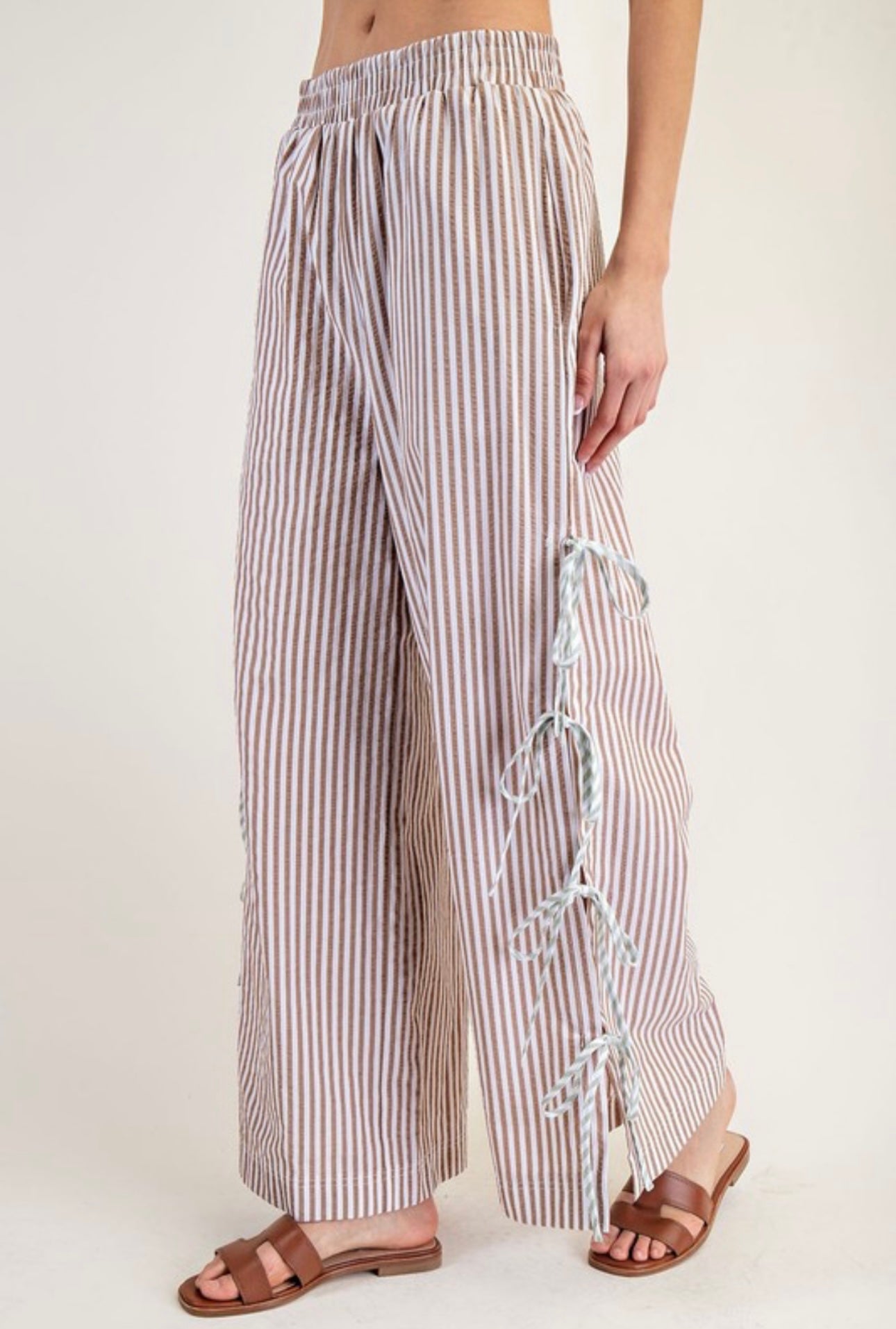 Striped Ribbon Detail Pants