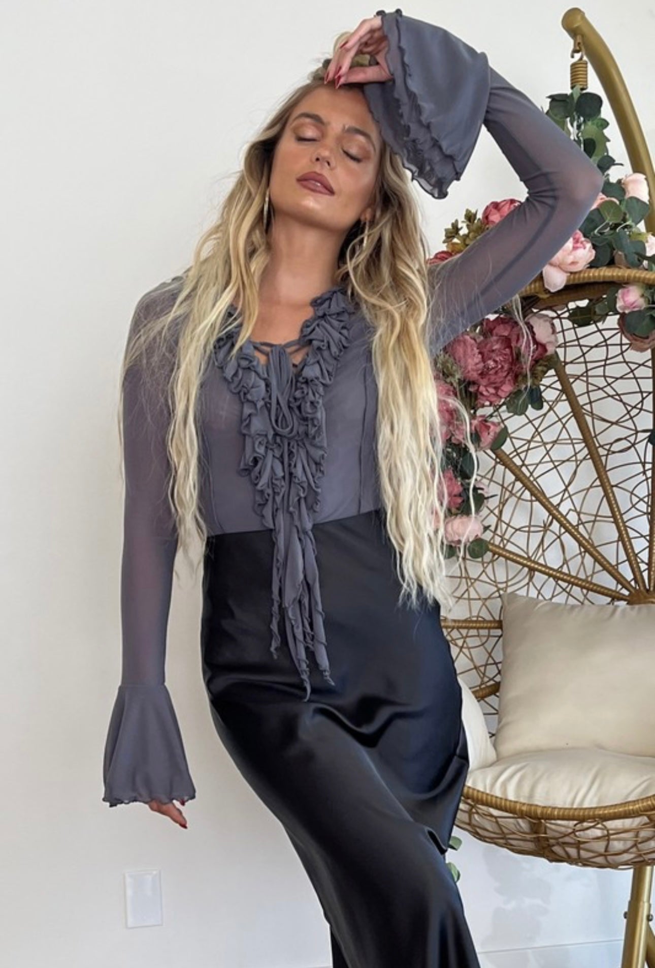 Ruffle Mesh Top