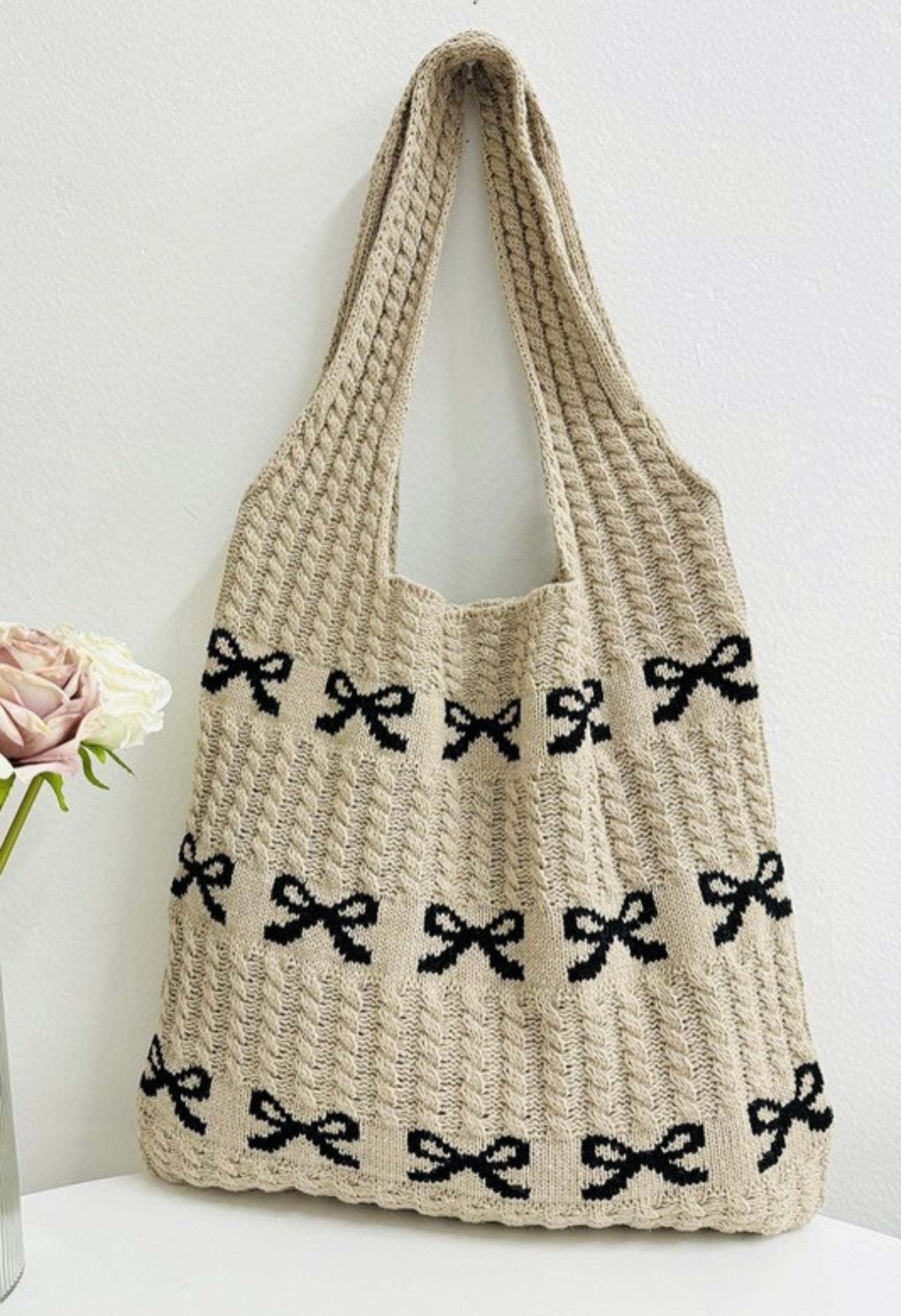 Bow Crochet Tote Bag