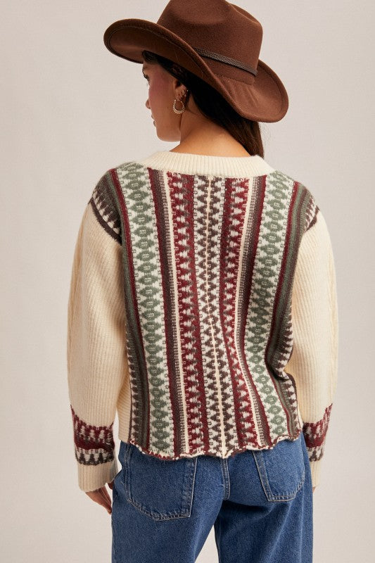Patterned V-neck Cardigan