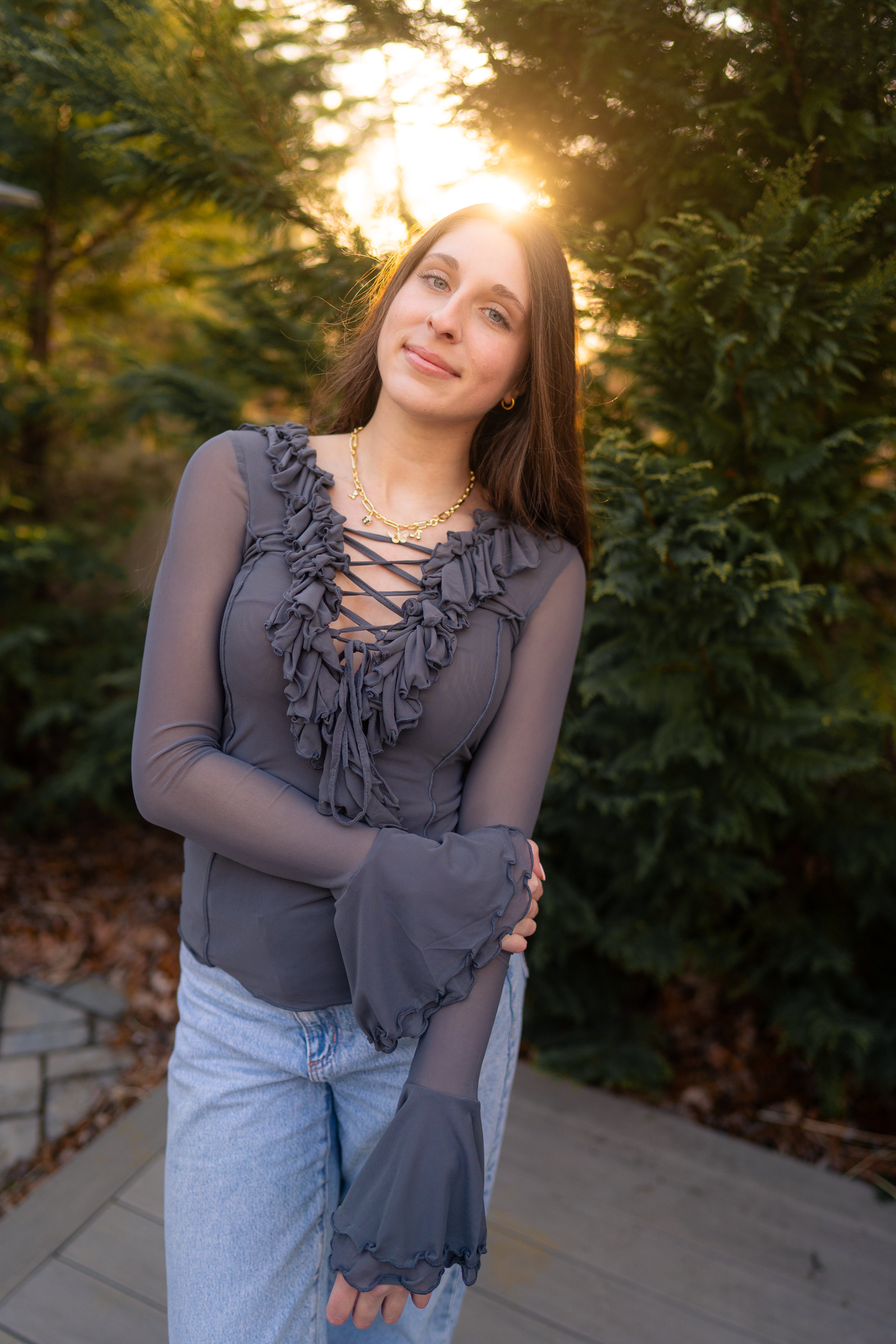 Ruffle Mesh Top