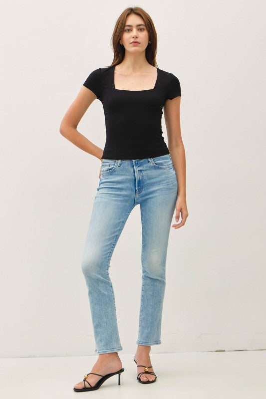 Square Neck Tee - BLACK