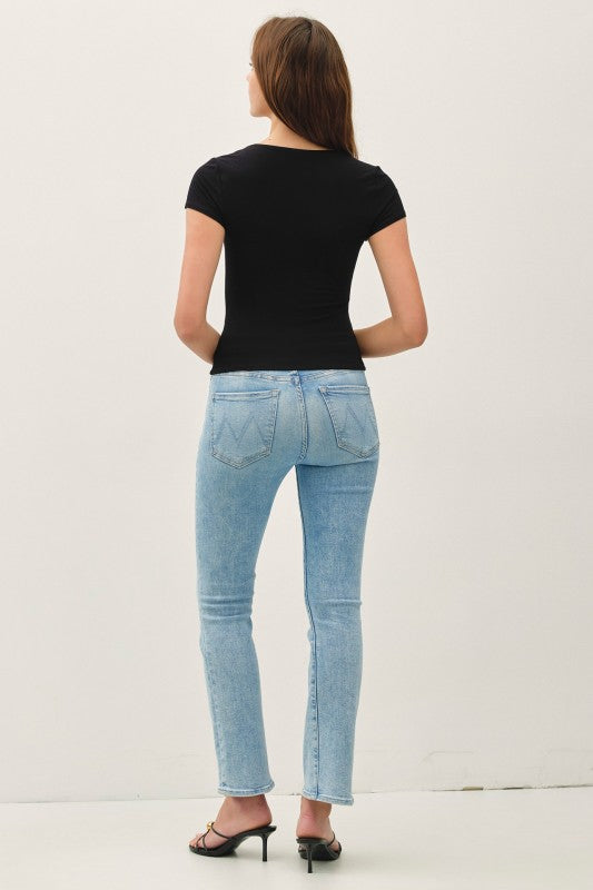 Square Neck Tee - BLACK
