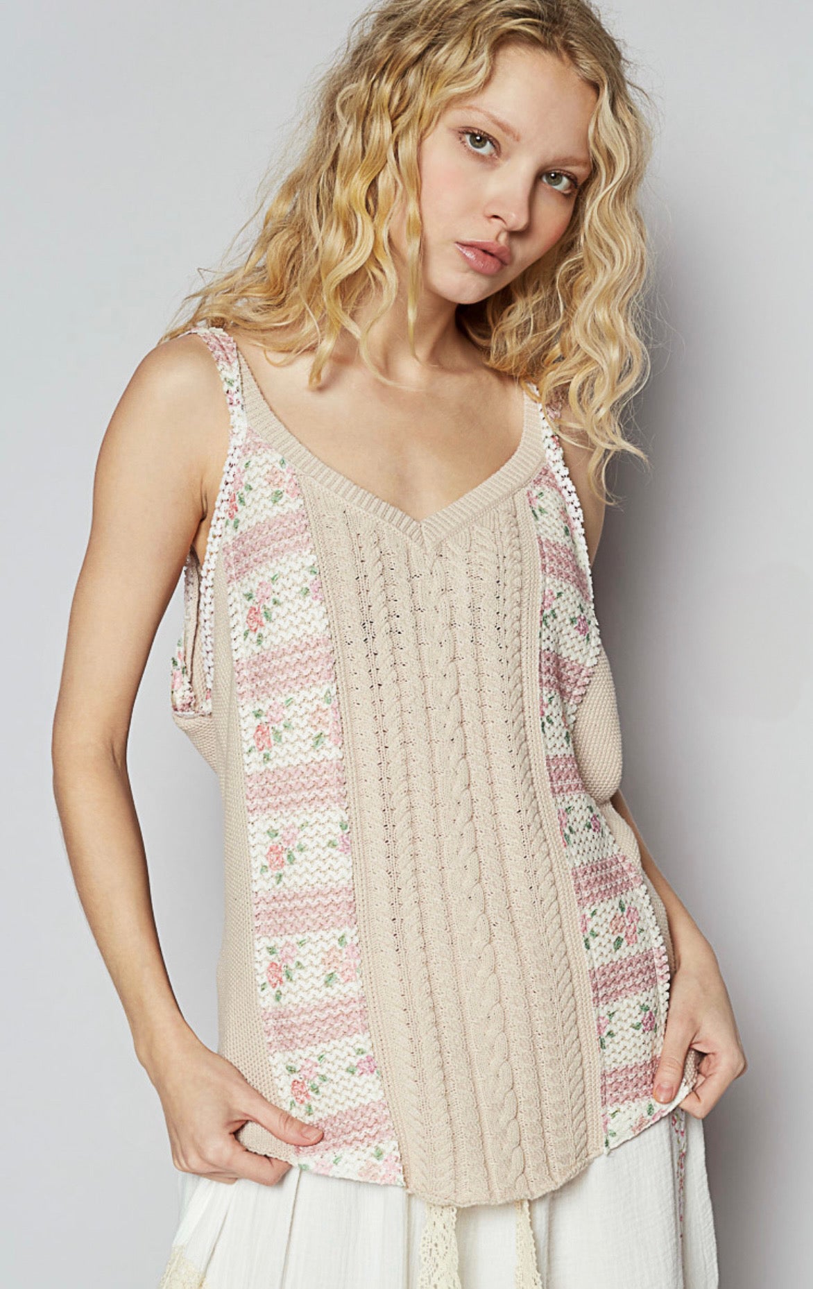 Rose Print Knit Tank