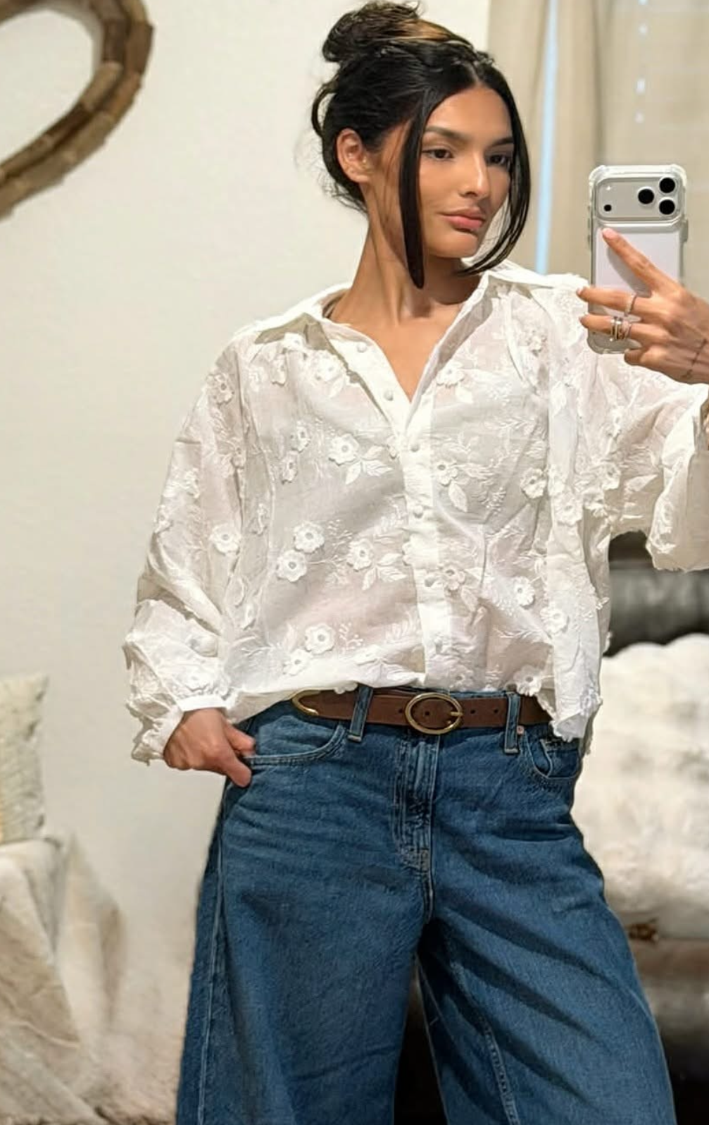 Floral White Blouse