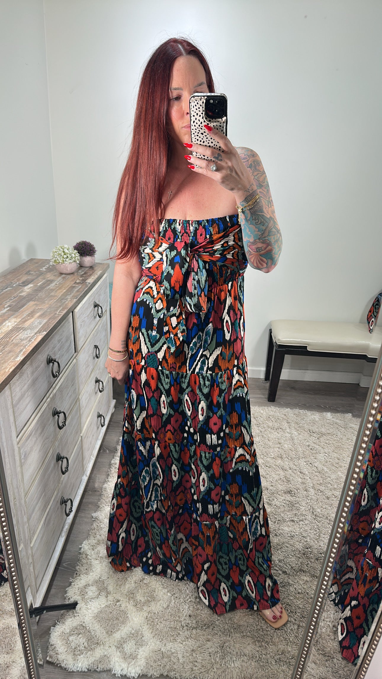 Tie Front Printed Maxi