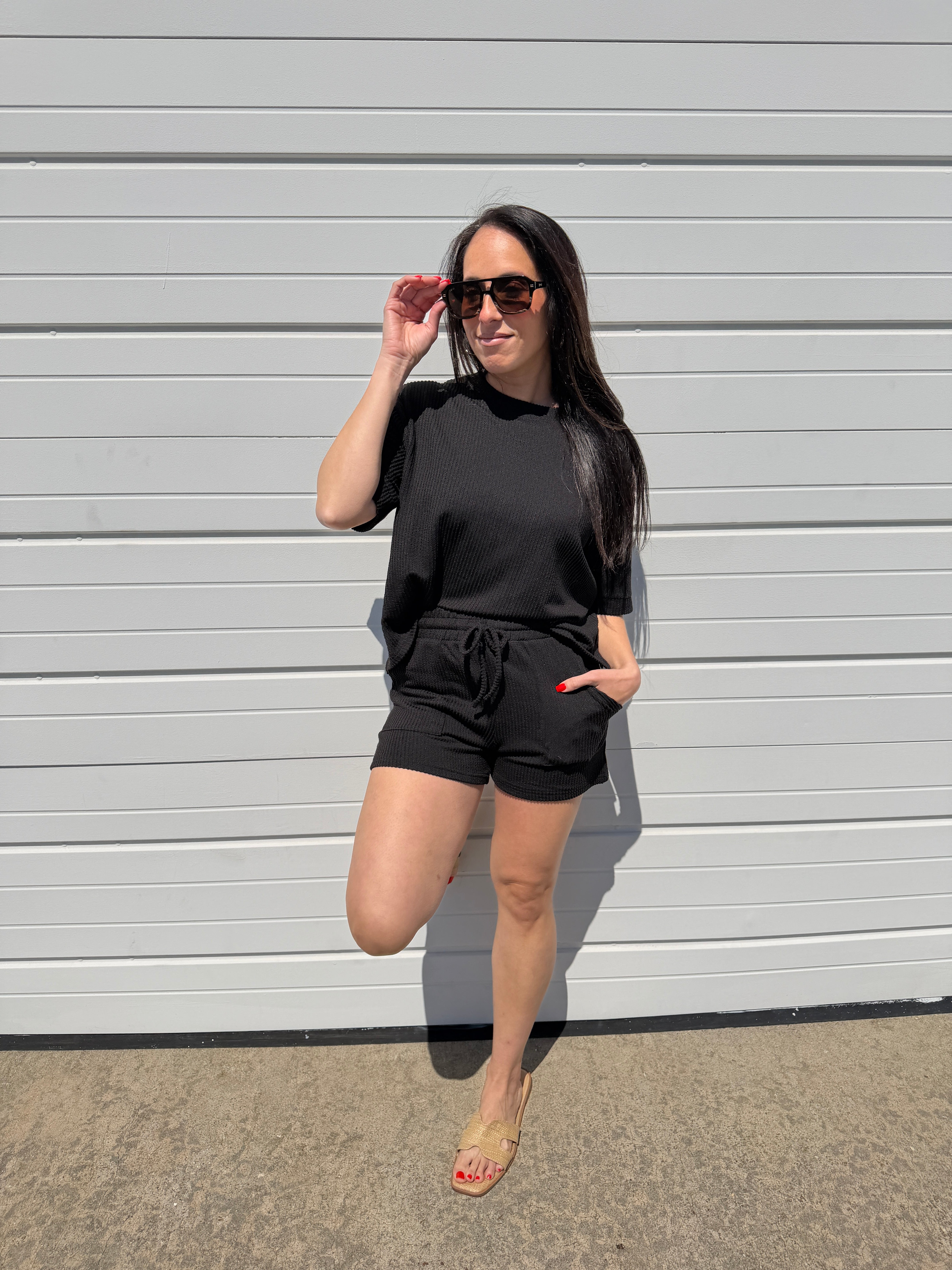 Corded Rib Short Sleeve Tee & Short Set