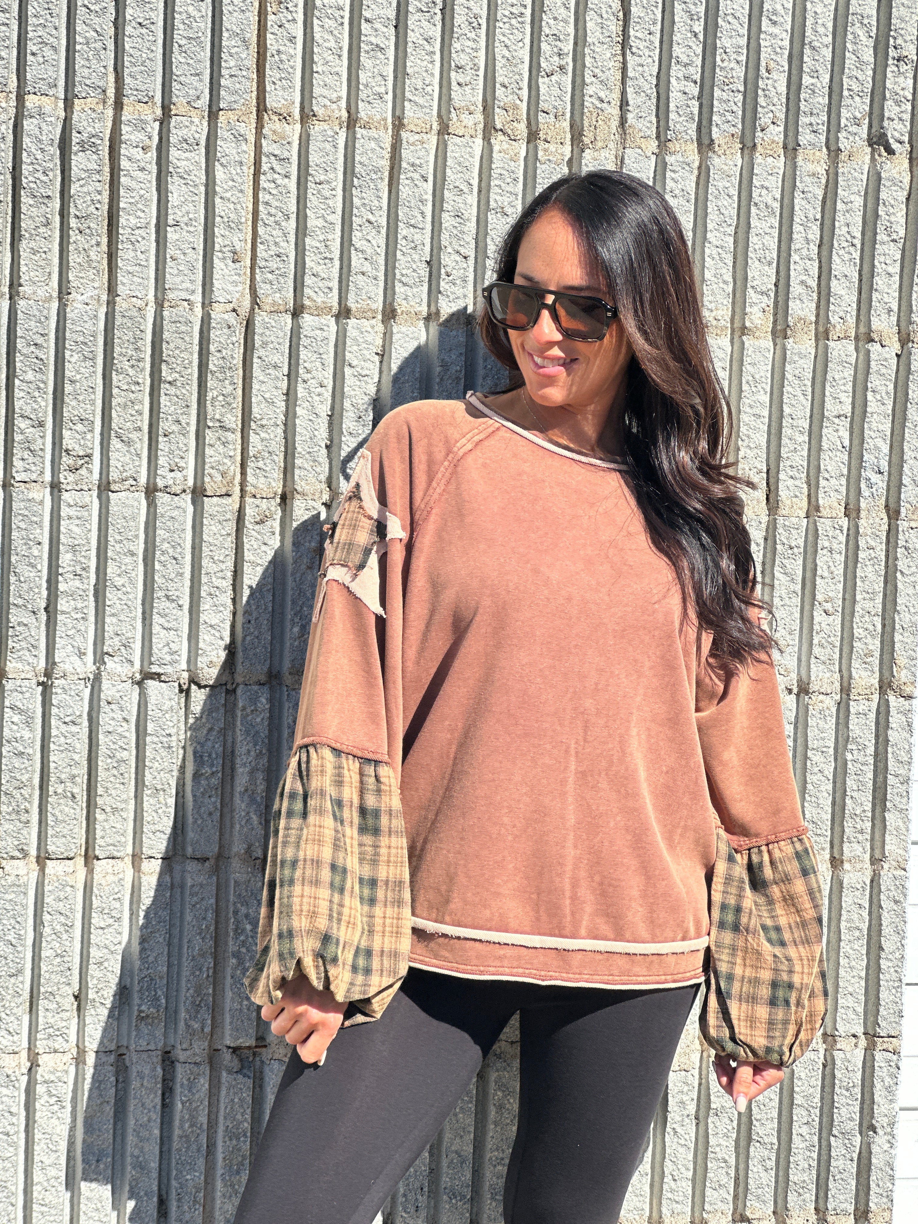 Brown Washed Star Pullover