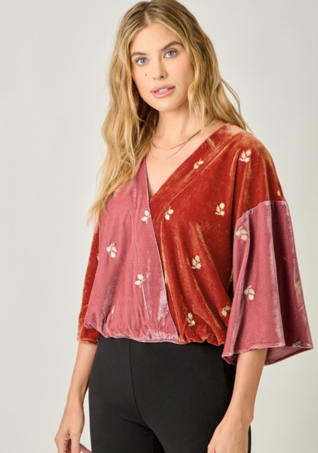 Embroidered Kimono Top