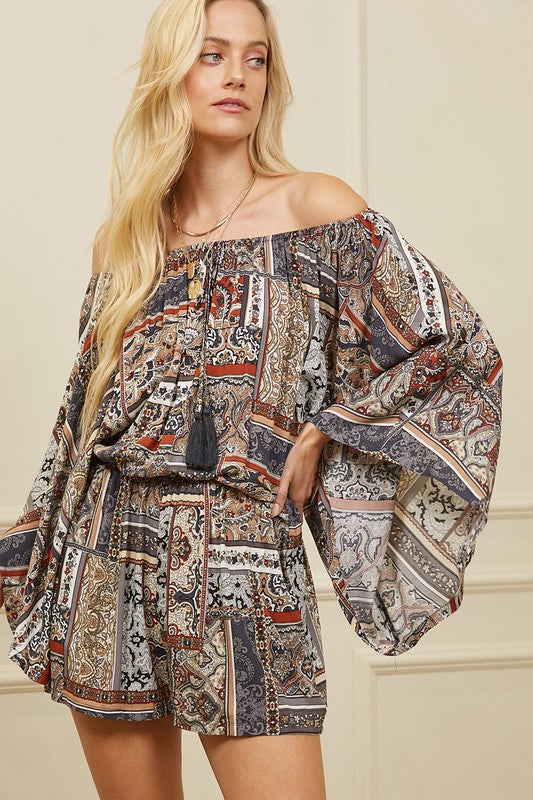 Patchwork Printed Romper