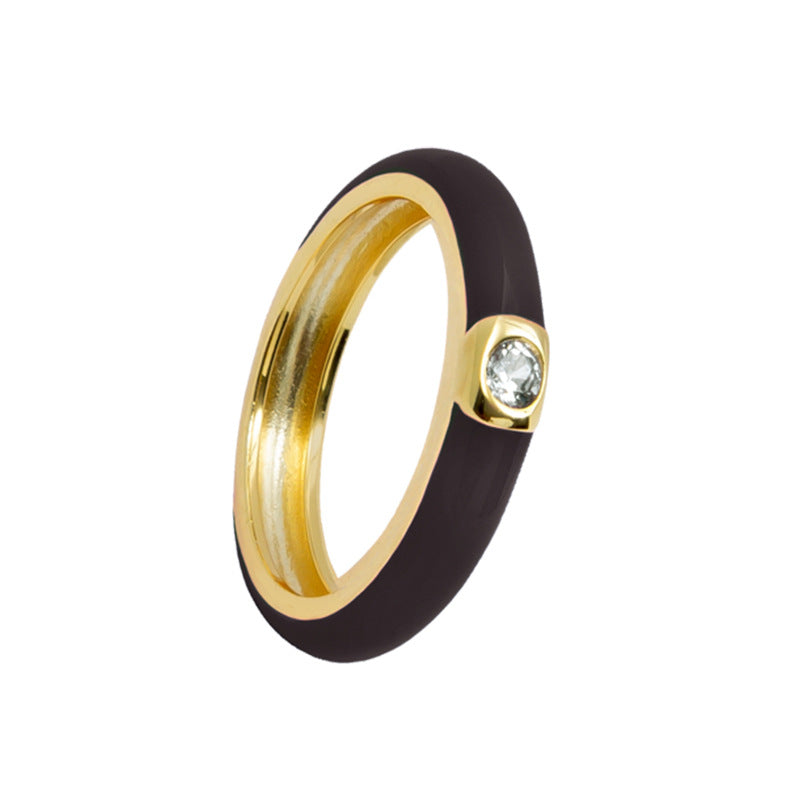 Skylar Solitaire Diamond Enamel Ring