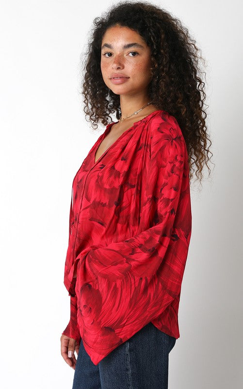Red Floral Evelin Blouse