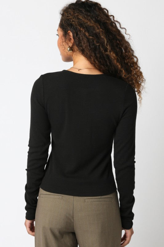 Black Button Front Top