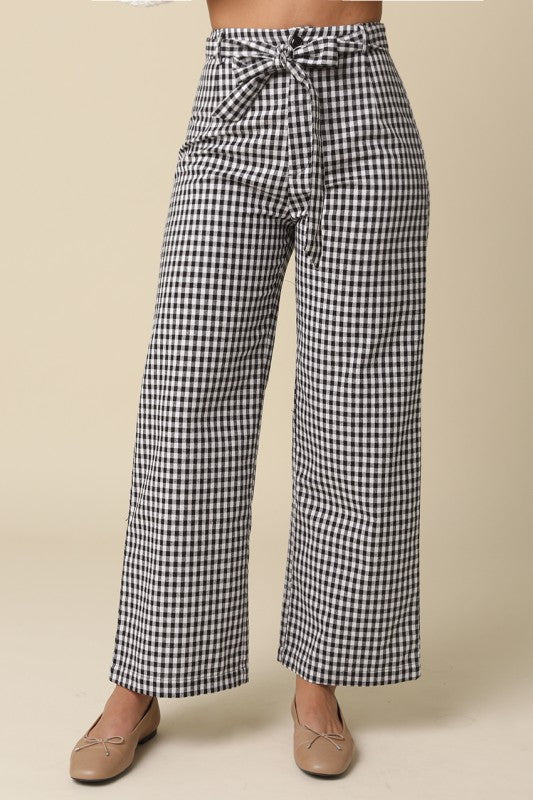 Gingham Tie-waist Pants