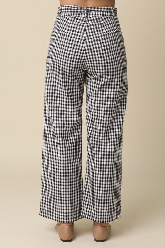 Gingham Tie-waist Pants