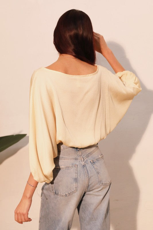 Hammered Satin Boat Neck Blouse