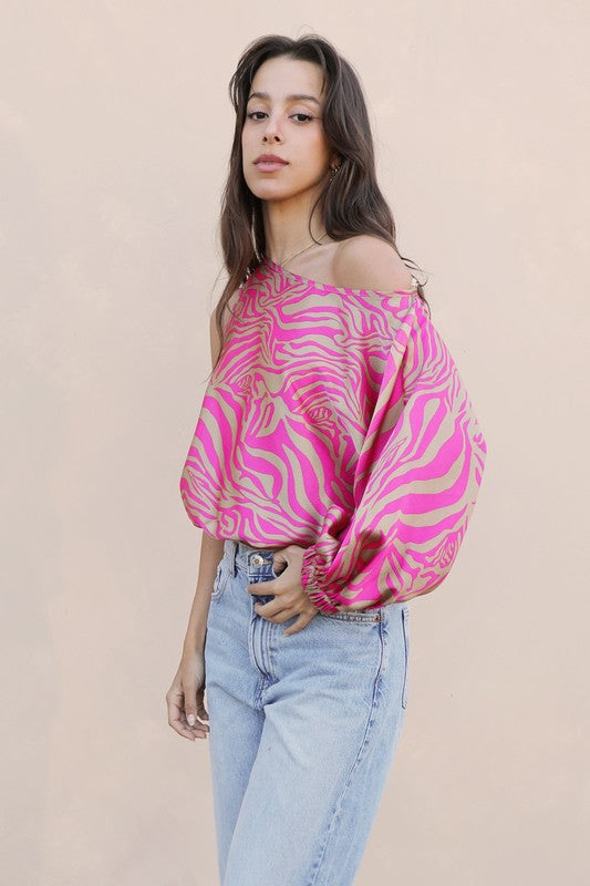 Luxe Satin One Sleeve Blouse