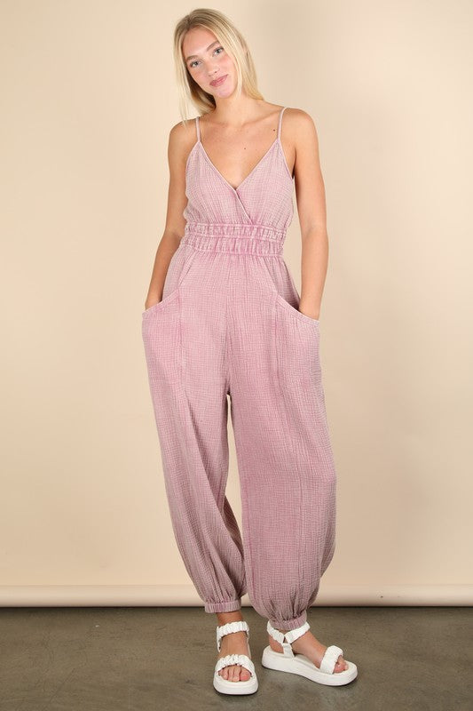 Mineral Washed Cotton Jumpsuit