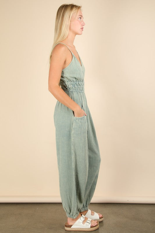 Mineral Washed Cotton Jumpsuit