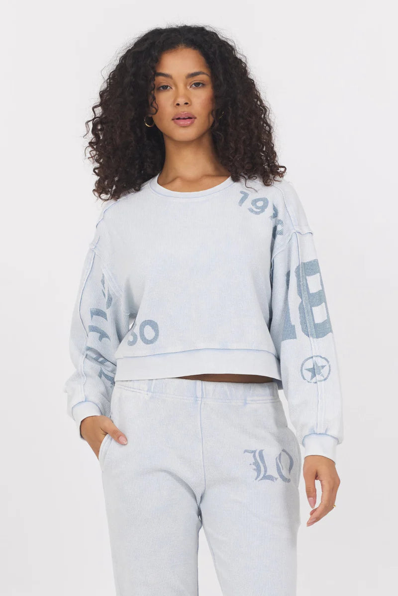 Washed Light Blue Ribbed Set