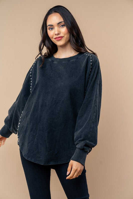 Black Sweatshirt With Stud Detail