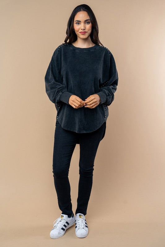 Black Sweatshirt With Stud Detail