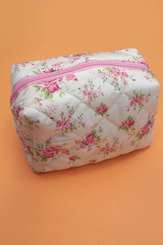 Floral Toile Pattern Makeup Cosmetic Pouch Bag