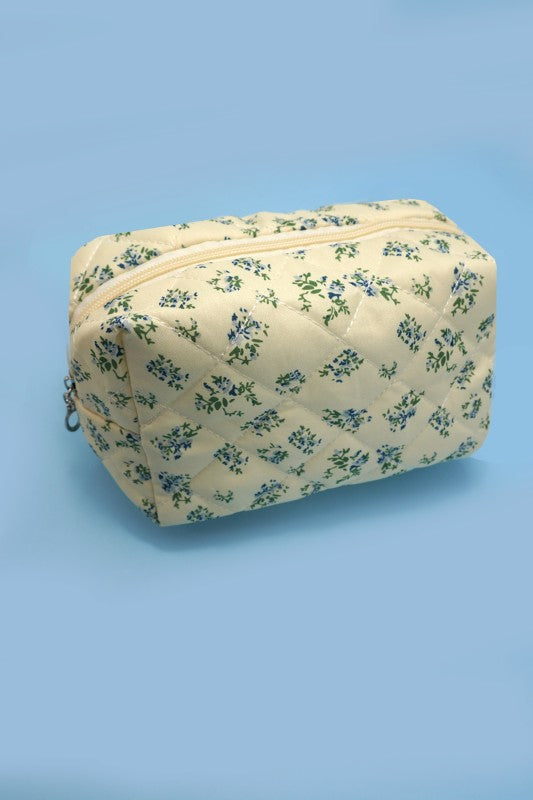 Floral Toile Pattern Makeup Cosmetic Pouch Bag