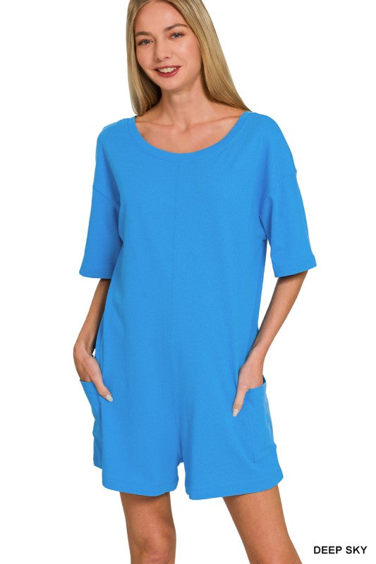 Deep Blue 2-way Reversible Cotton Romper