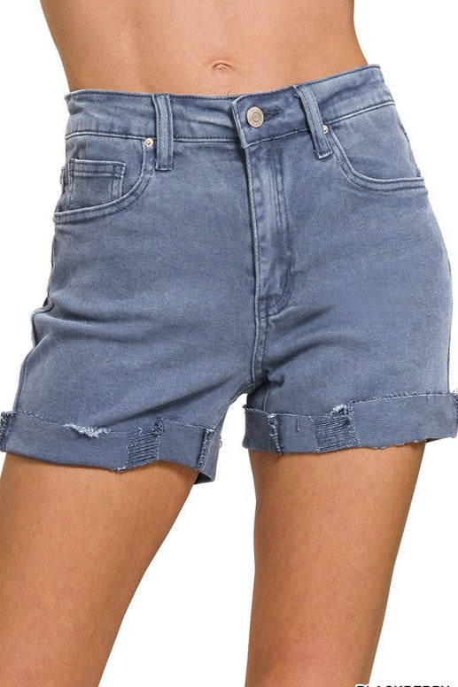 5 Pocket Cuffed Denim Shorts